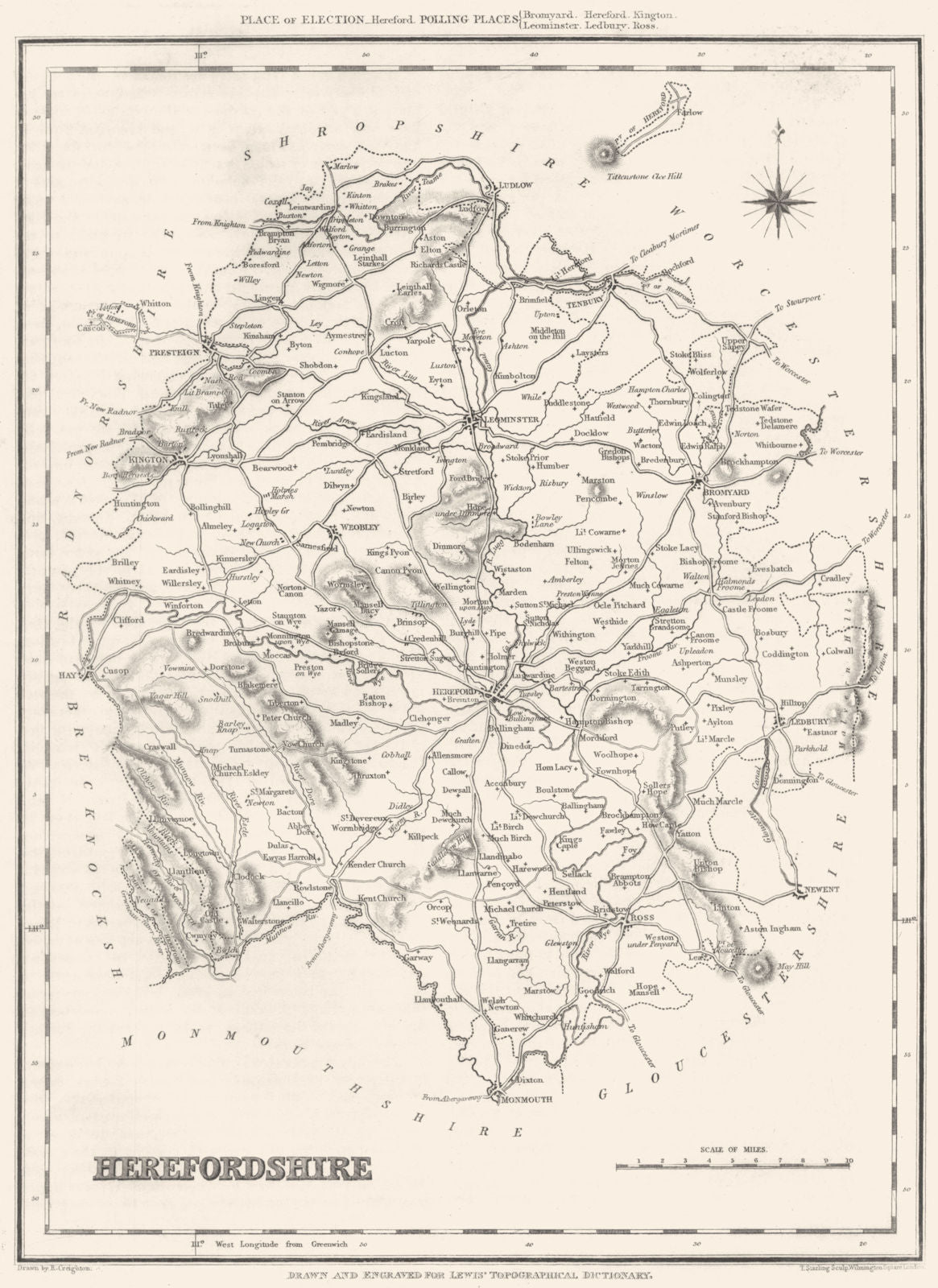 HEREFORDSHIRE. Hereford. Lewis 1831 old antique vintage map plan chart